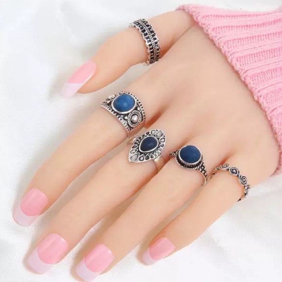 Jewelry - 5 PCS Vintage Ring Sets Antique Alloy Nature.